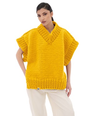 V-neck Poncho Sweater - Yellow from Urbankissed