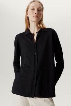 The Linen Cotton Long Sleeve Shirt - Black via Urbankissed