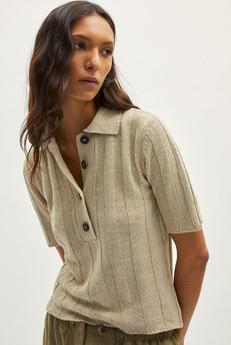 The Upcycled Linen Polo - Undyed Greige via Urbankissed