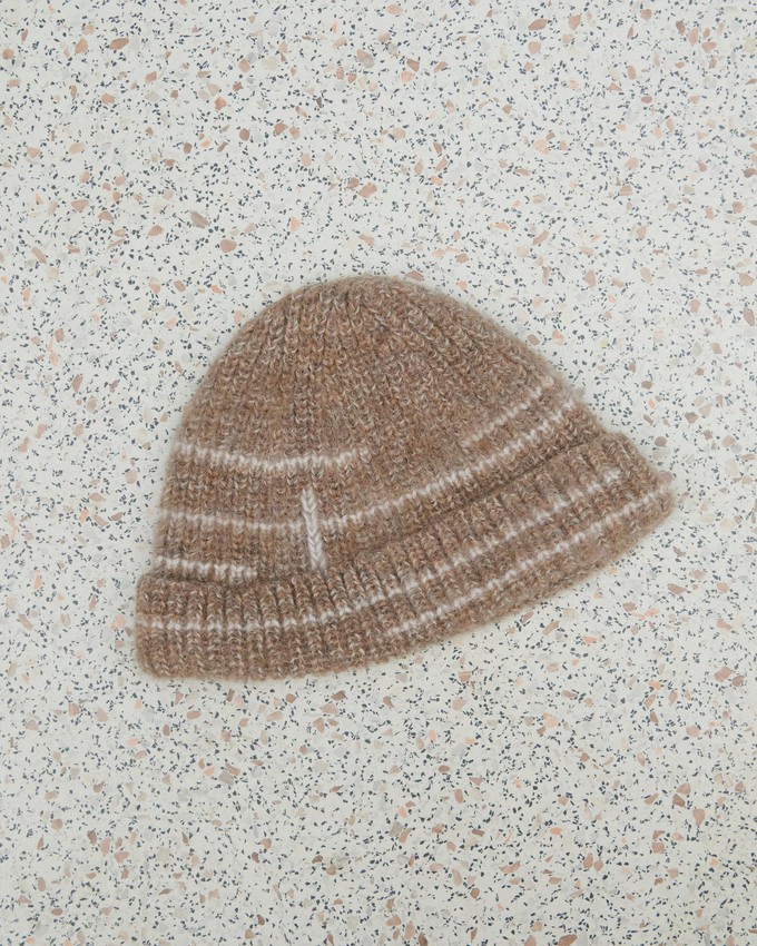 Raštų: Buckwheat & Off White Alpaca Wool Beanie from Urbankissed