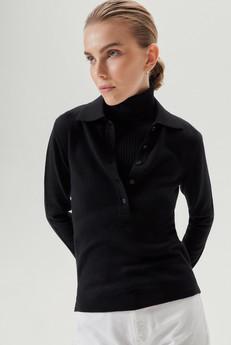 The Merino Wool Knit Polo - Black via Urbankissed