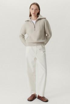 The Merino Wool Half-zip Sweater - Pearl via Urbankissed