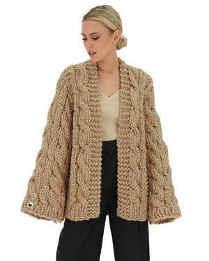 Cable Knit Cardigan - Beige from Urbankissed