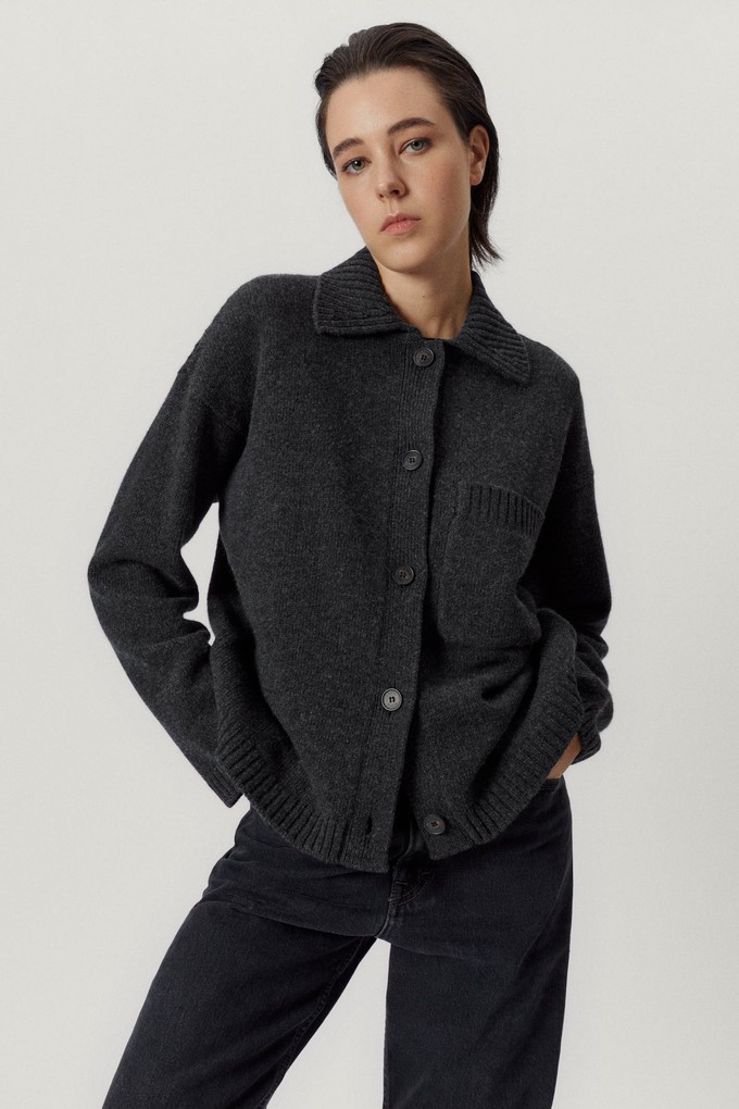 The Woolen Polo-collar Jacket - Ash Grey from Urbankissed