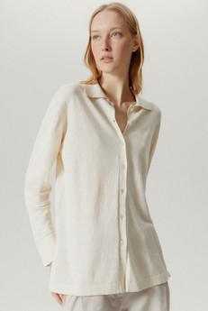 The Linen Cotton Long Sleeve Shirt - Milk White via Urbankissed