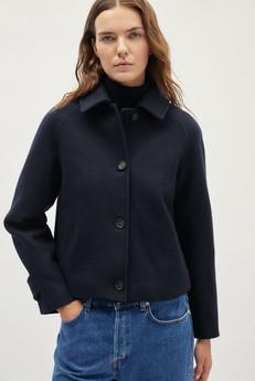 The Woolen Cropped Coat - Blue Navy via Urbankissed