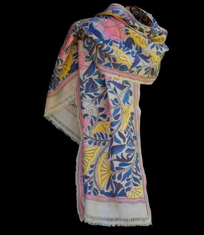 Nakshi Kantha sjaal Lotusbloemen from Via India