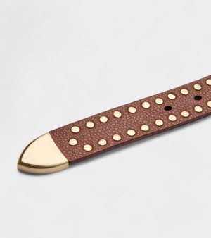 Ayla Vegan Bio-Based Bamboo Western Studded belt in brown from Votch