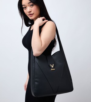 Nancy Vegan Bio-Based Bamboo Leather Elevated Tote Bag in black from Votch