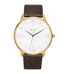 Gold & Dark Brown Piñatex Watch | Aalto via Votch