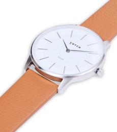 Silver & Tan Watch | Solar Classic via Votch