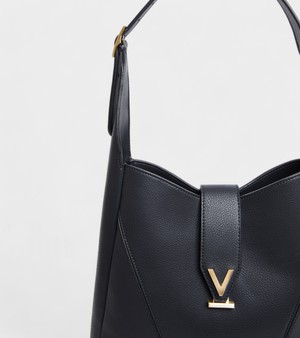 Nancy Vegan Bio-Based Bamboo Leather Elevated Tote Bag in black from Votch