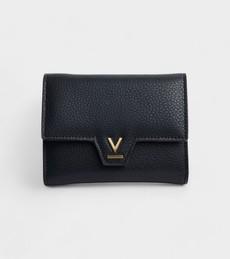 Clemmie Vegan Bio-Based Bamboo Trifold purse in black via Votch