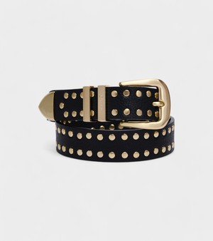 Ayla Vegan Bio-Based Bamboo Western Studded belt in black from Votch