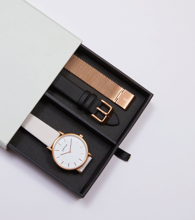 Rose Gold & Light Grey Watch | Classic Petite Gift Set from Votch