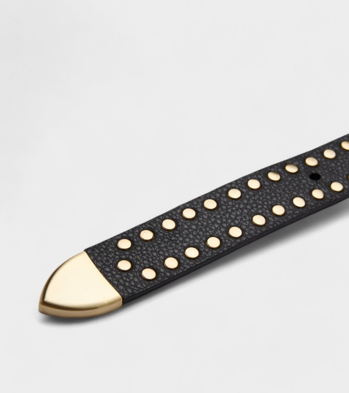 Ayla Vegan Bio-Based Bamboo Western Studded belt in black from Votch