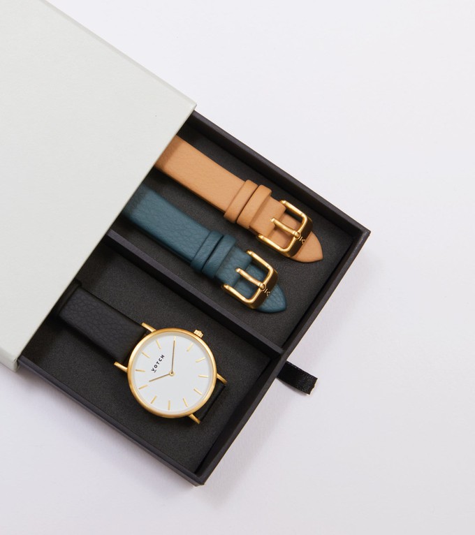 Gold & Black Watch | Classic Petite Gift Set from Votch