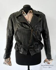 Pre-Loved Leather Biker Jacket Black via WANDERWOOD