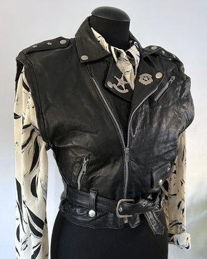 Pre-Loved Leather Biker Gilet from WANDERWOOD