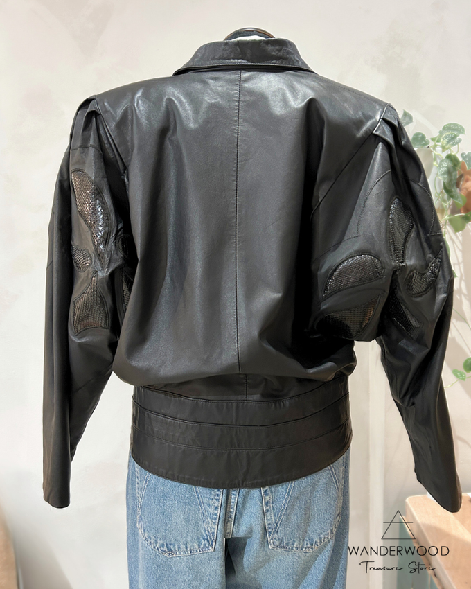 Vintage Eighties Leather Jacket Black from WANDERWOOD