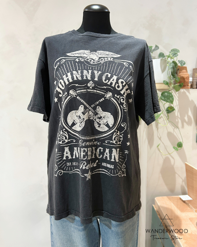 Vintage Johnny Cash T-shirt Washed Black from WANDERWOOD