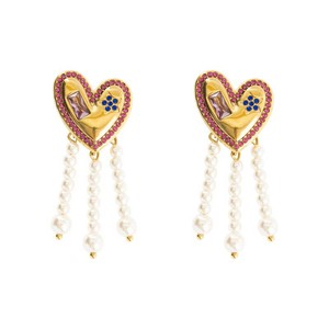 Heart-Shaped Tassel Pearl Dangles from WANDERWOOD