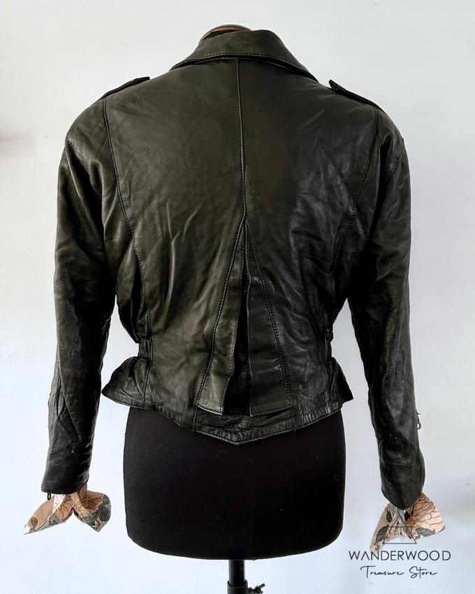 Pre-Loved Leather Biker Jacket Black from WANDERWOOD