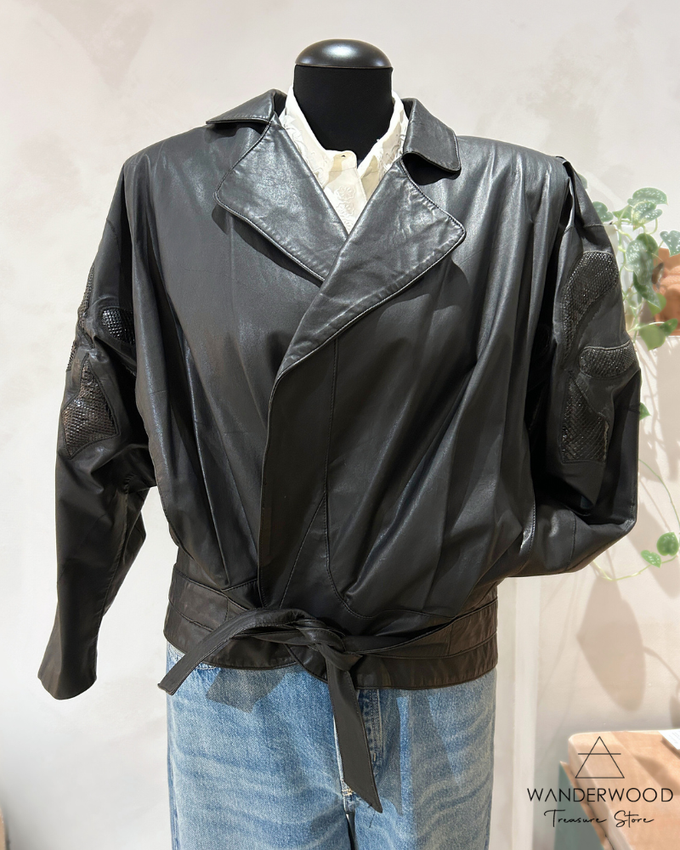 Vintage Eighties Leather Jacket Black from WANDERWOOD