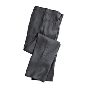 Linnen broek in 5-Pocket-Style, leisteen from Waschbär