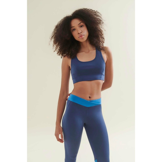 New 7/8 Dynamic Gym Leggings - Deep Night Blue/Shoreline Blue from Wellicious