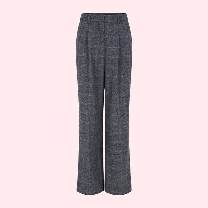 Geruite Bandplooi Pantalon Annie | Soft Rebels | Grijs from WhatTheF