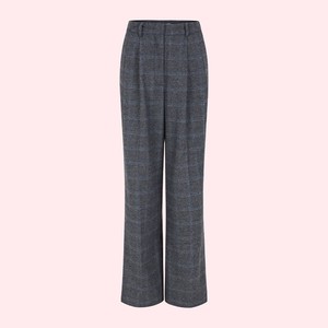 Geruite Bandplooi Pantalon Annie | Soft Rebels | Grijs from WhatTheF