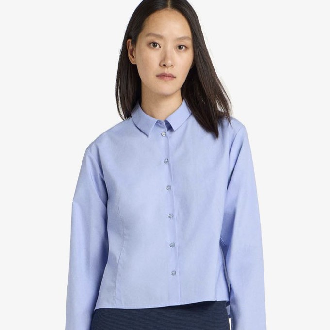 Cropped Overhemdblouse | Lanius | Blauw from WhatTheF