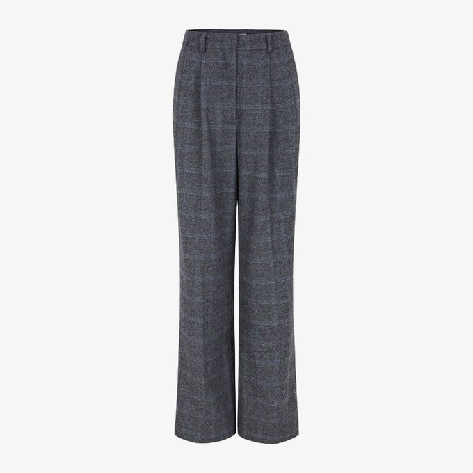 Geruite Bandplooi Pantalon Annie | Soft Rebels | Grijs from WhatTheF