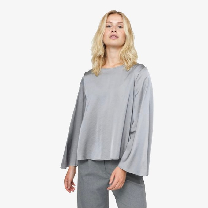 Recycled Satijnen Blouse Abia | Soft Rebels | Grijs from WhatTheF