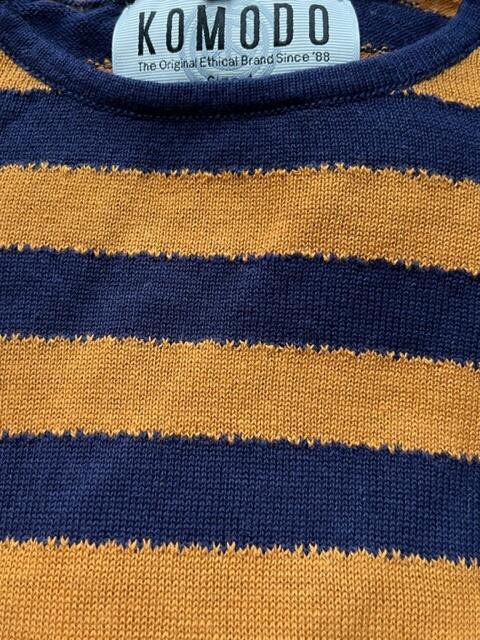 Komodo | katoengebreide sweater charlie strepen navy-oker from WWen