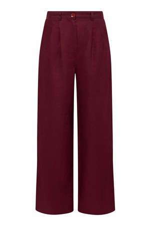 Komodo | linnen broek lion berry bordeaux rood from WWen