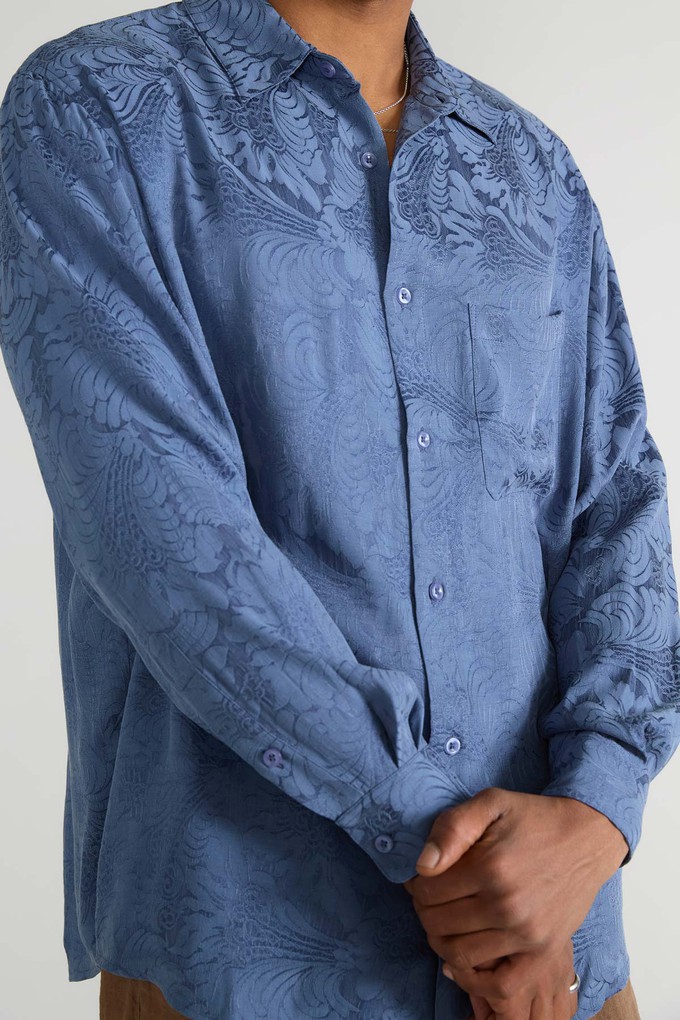 zen indigo Better-Than-Silk Shirt from Yahmo