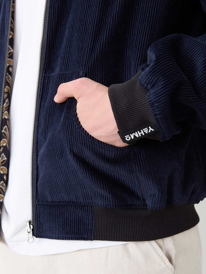 papyrus/navy Reversible Bomber Corduroy from Yahmo