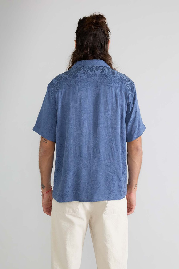 zen indigo Better-Than-Silk Bowling Shirt from Yahmo