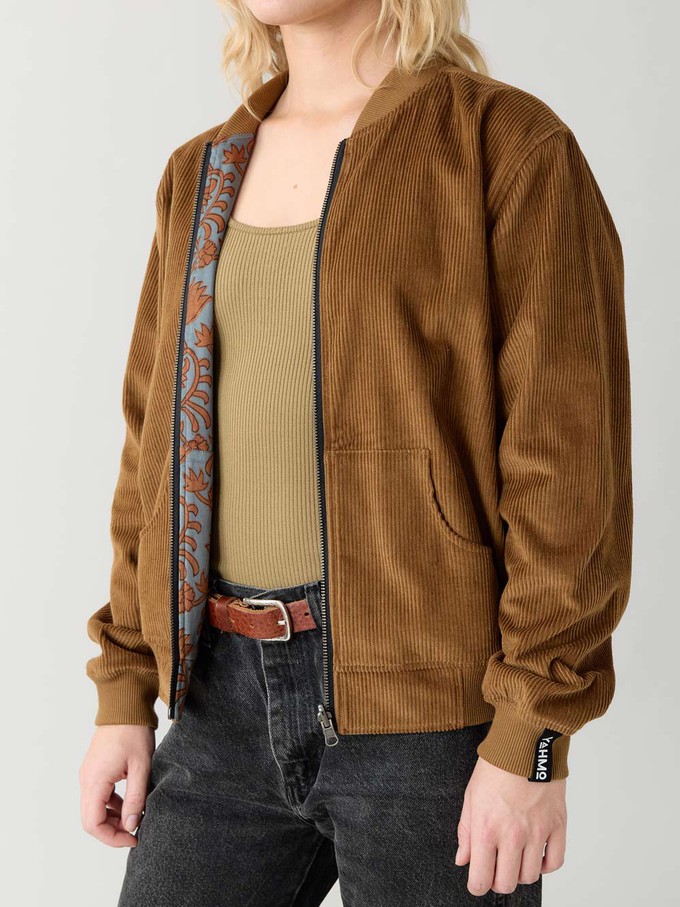 masala/caramel Reversible Bomber Corduroy from Yahmo