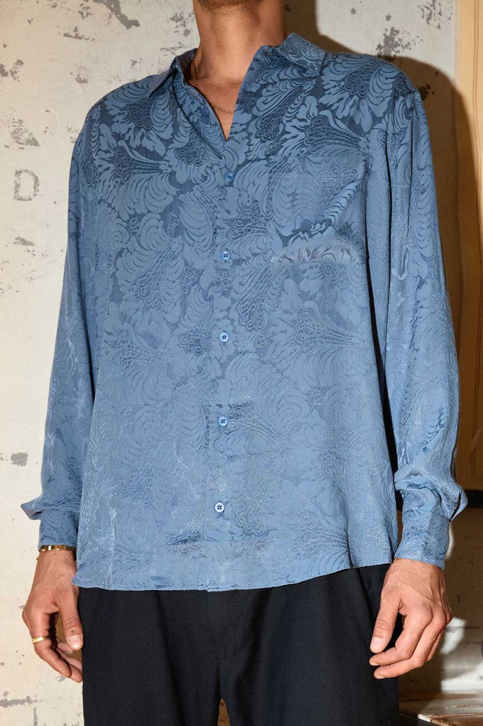 zen indigo Better-Than-Silk Shirt from Yahmo