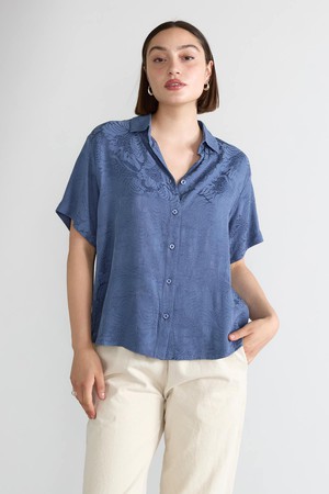 zen indigo Better-Than-Silk Shirt from Yahmo