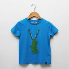 Kinder t-shirt ‘Croc monsieur’ | Azur blue via zebrasaurus