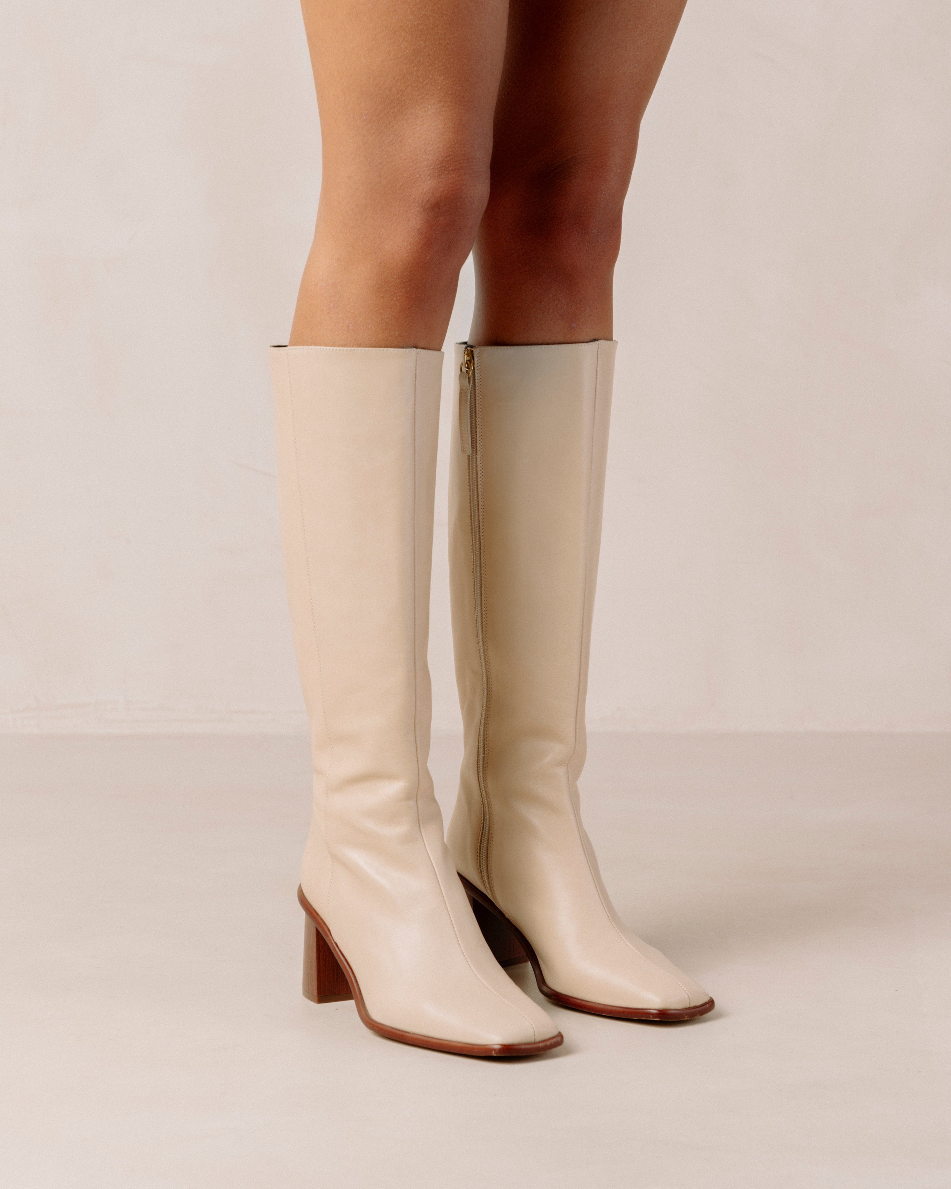 East Cream Leather Boots - Project Cece