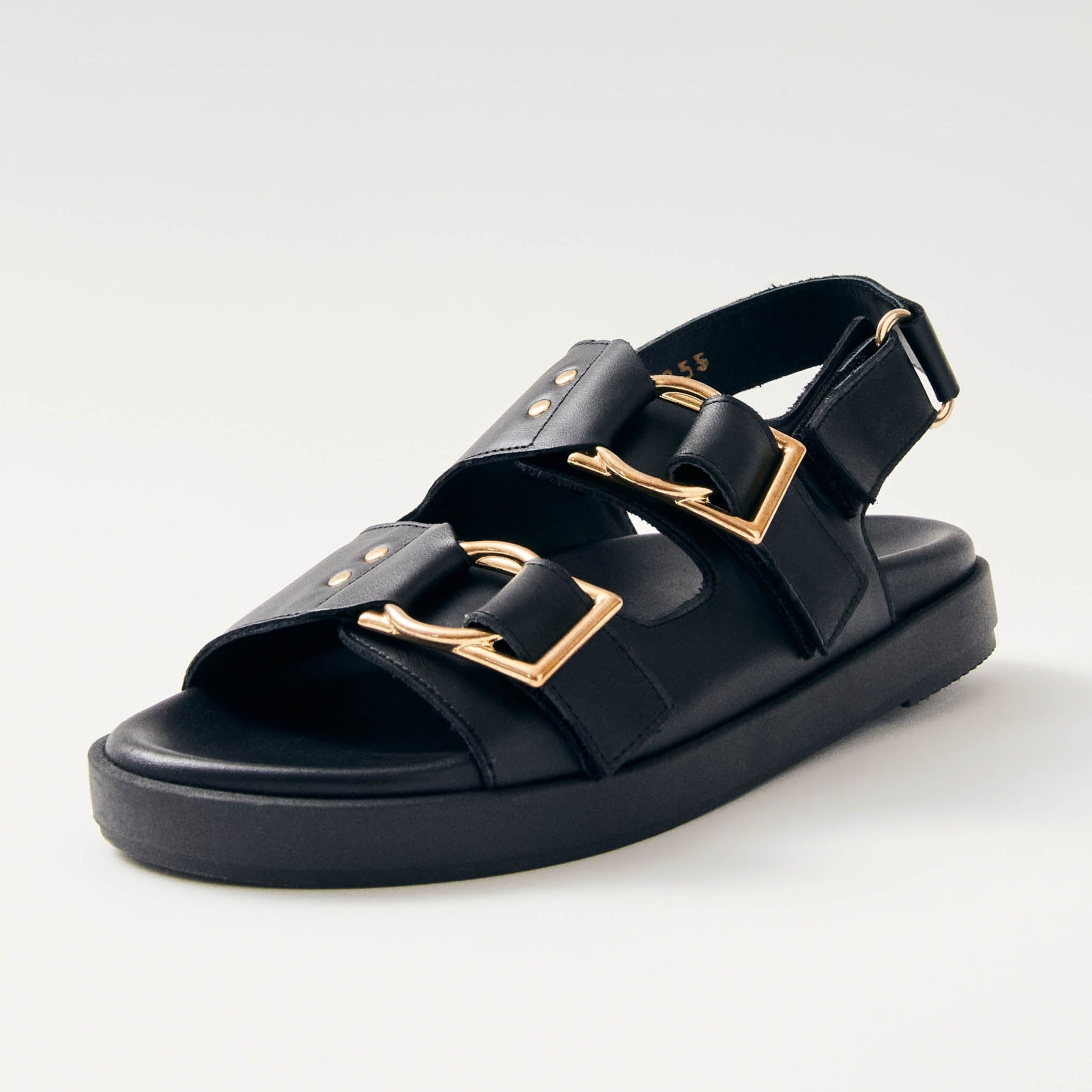 Project Cece | Maui Black Leather Sandals