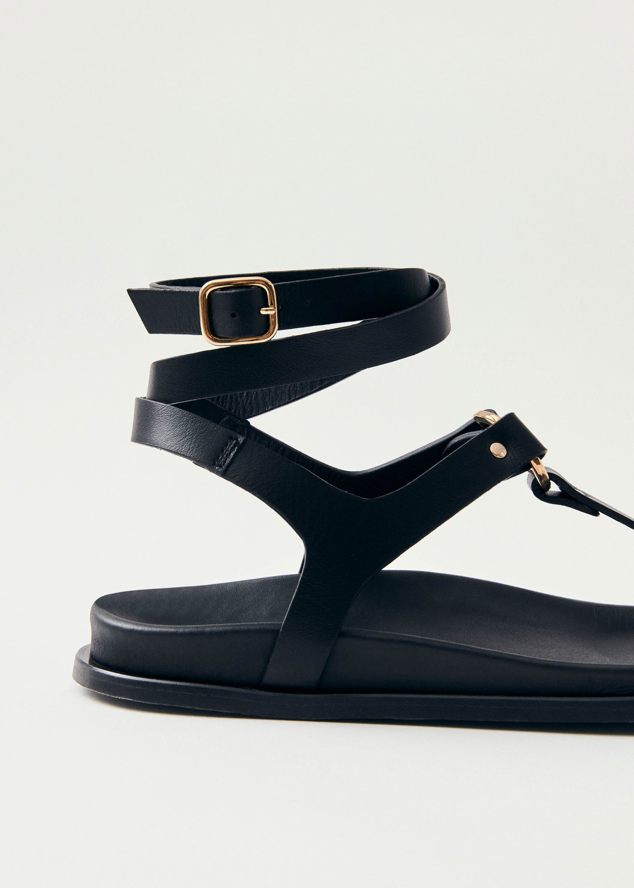 Project Cece | Kizzi Black Leather Sandals