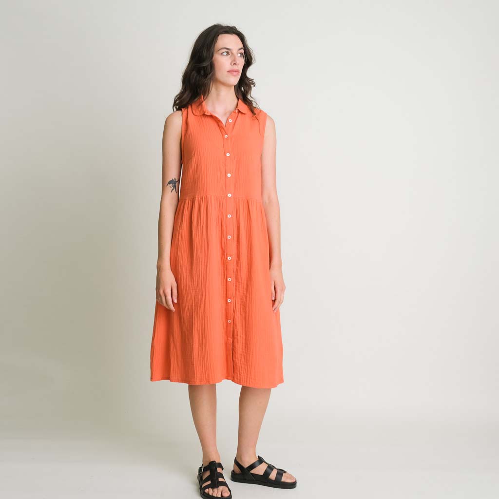 Made in Italy Erika Linen Sleeveless Spot Dress