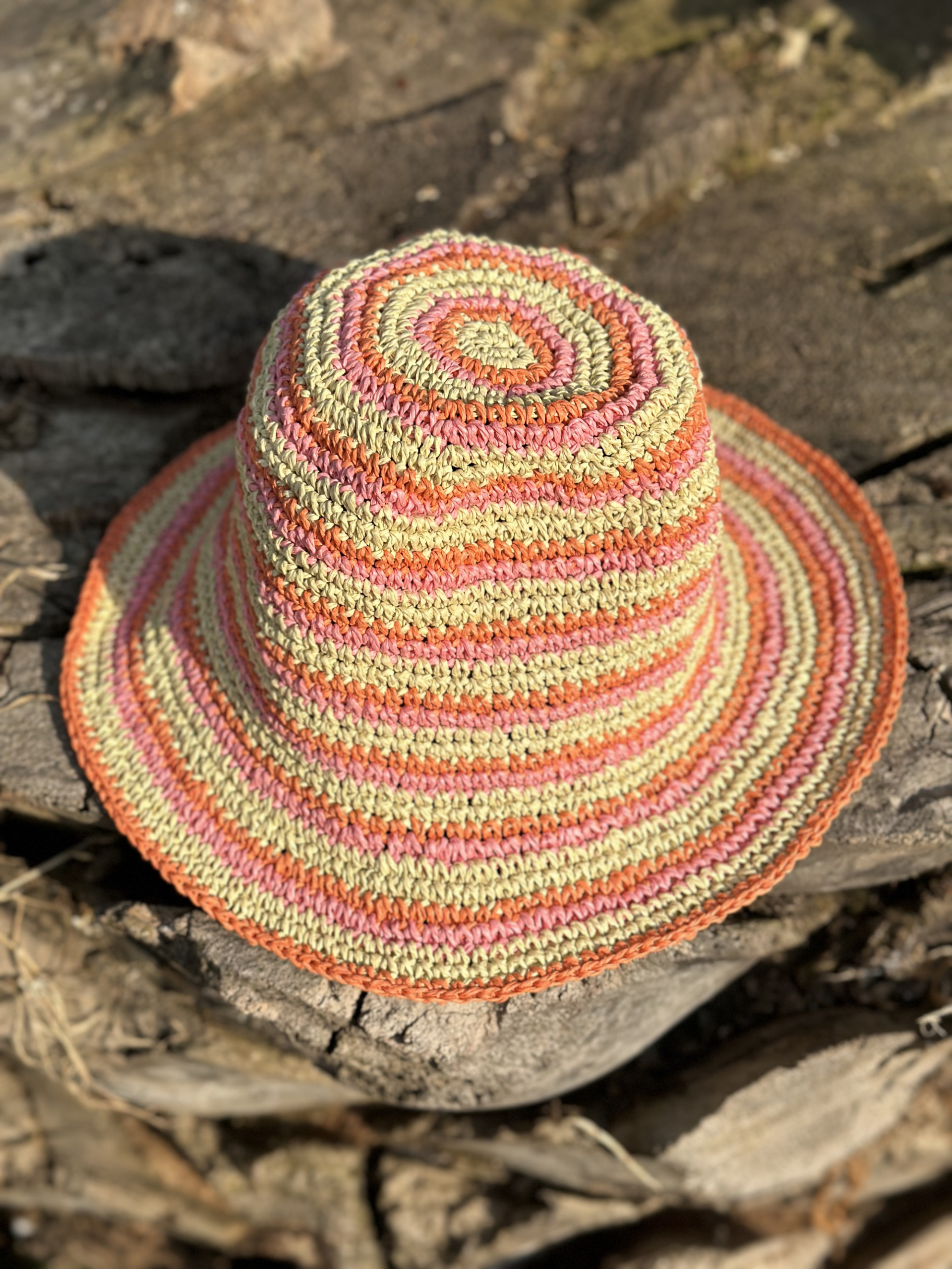 Hotsell Striped Light Orange Beach Hat