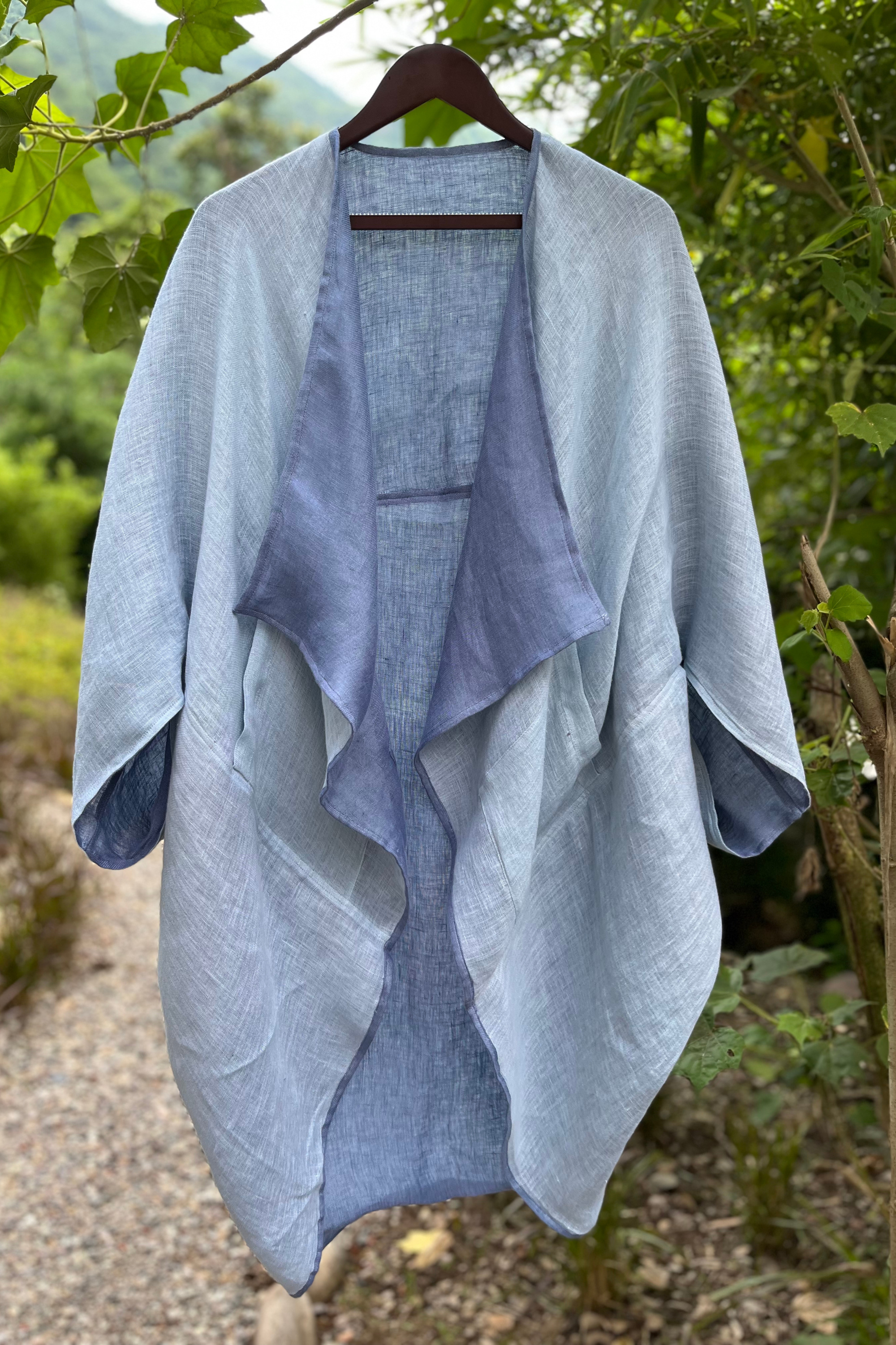 Project Cece  NEW! Reversible LINEN Kimono Cornflower